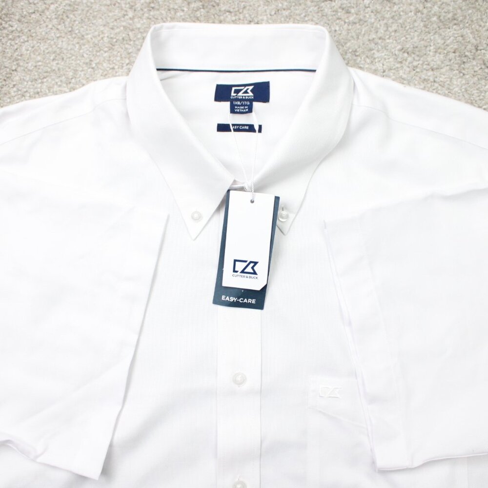 Cutter & Buck Shirt NWT Men 1XB XL-Big White Epic Easy Care Nailshead S/S Button